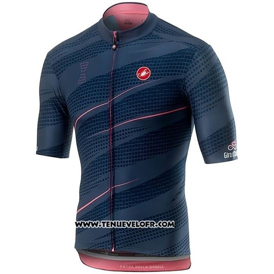 2019 Maillot Ciclismo Giro D'italie Fonce Bleu Manches Courtes et Cuissard